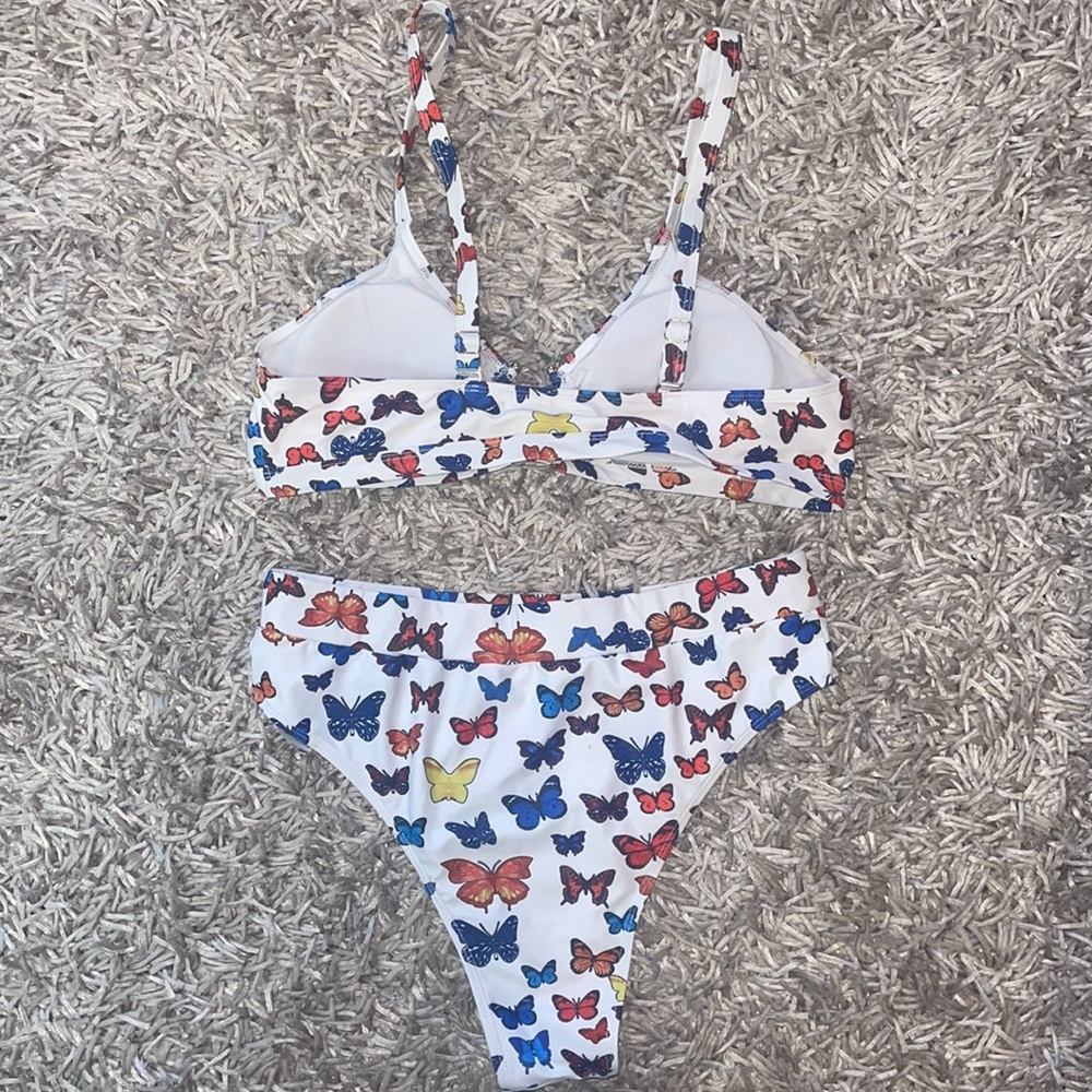 White multicolor butterfly high waisted bikini - Picture 2 of 3